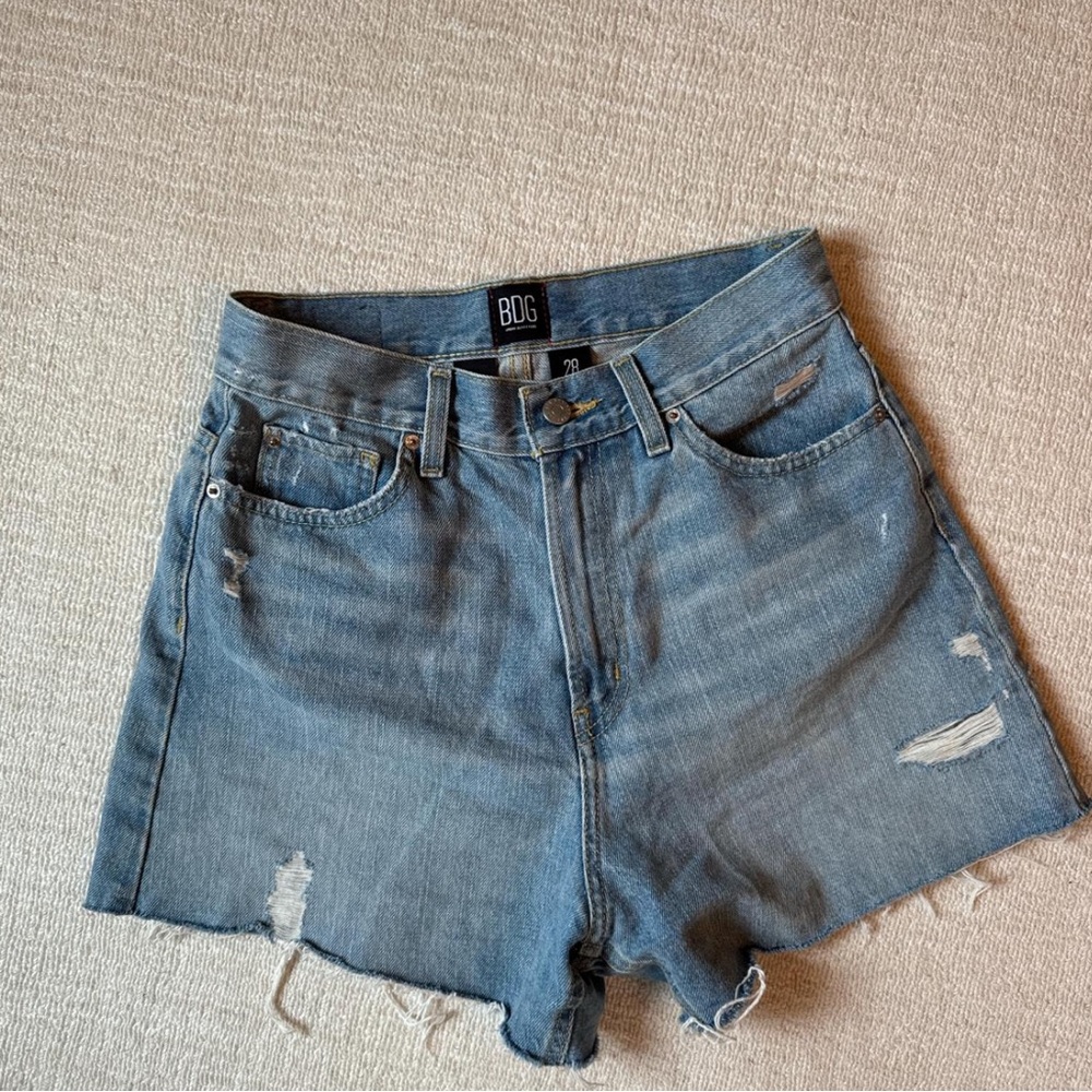 BDG Blue Jean Shorts Distressed High-Waisted